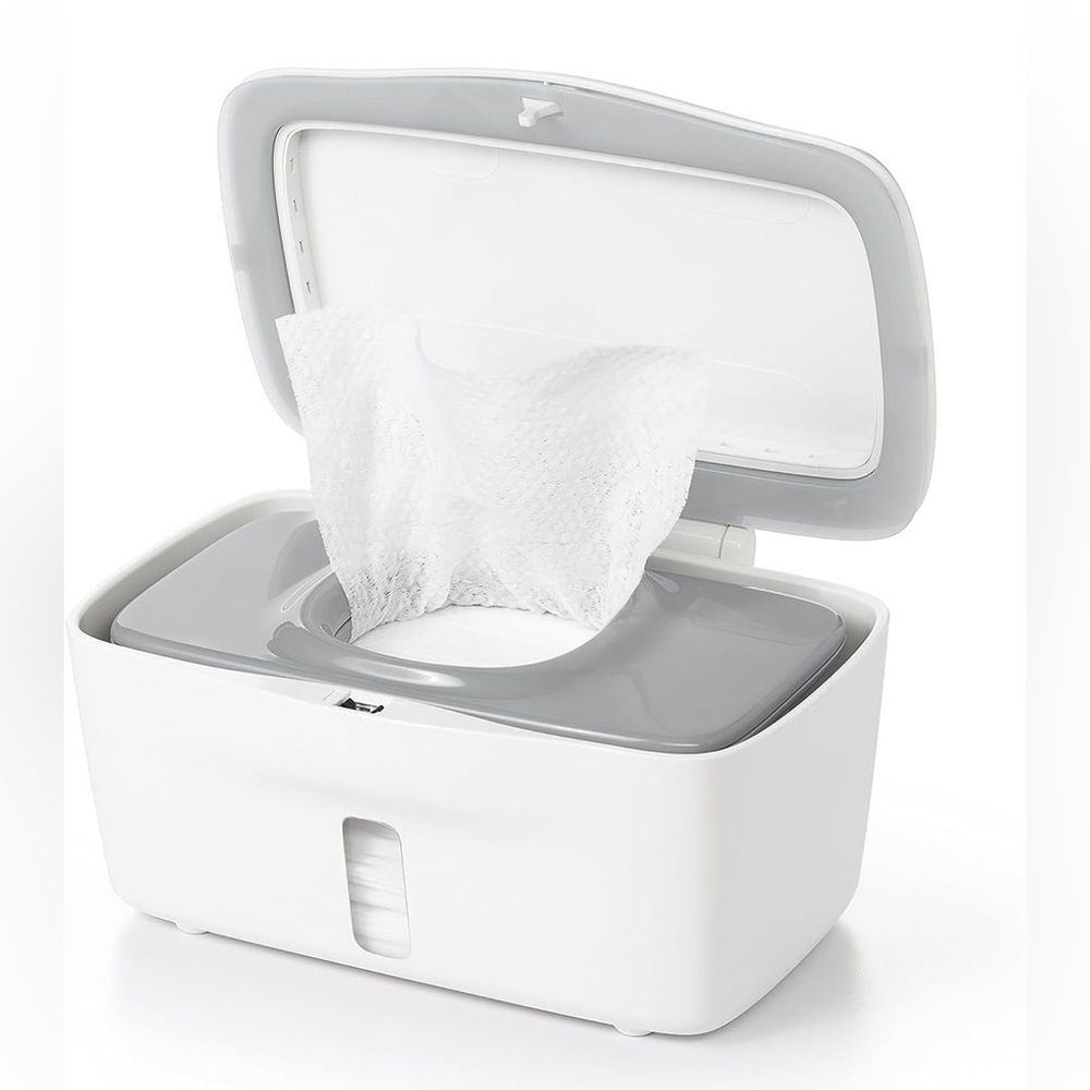 OXO Tot Perfect Pull Wipes Dispenser For Baby, White & Gray